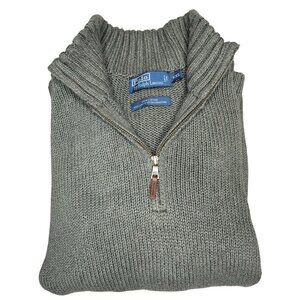 Polo Ralph Lauren Mens XXL Green 1/4 Zip Pullover Sweater 100% Cotton Knit